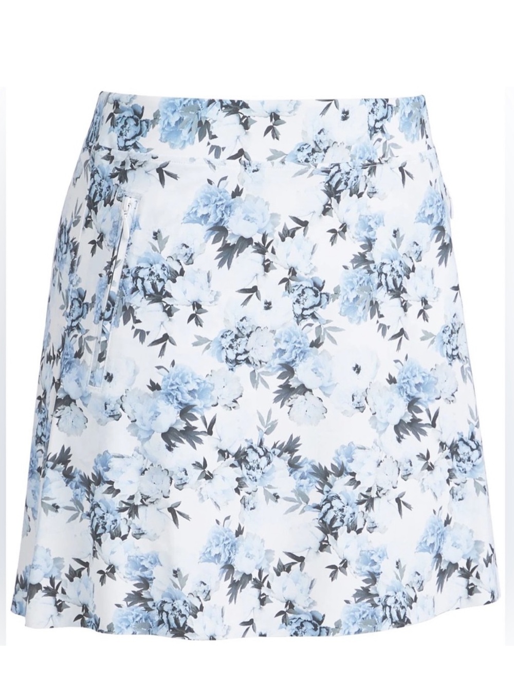 G/FORE White Floral Golf Skort with Light Blue and Gray Print M